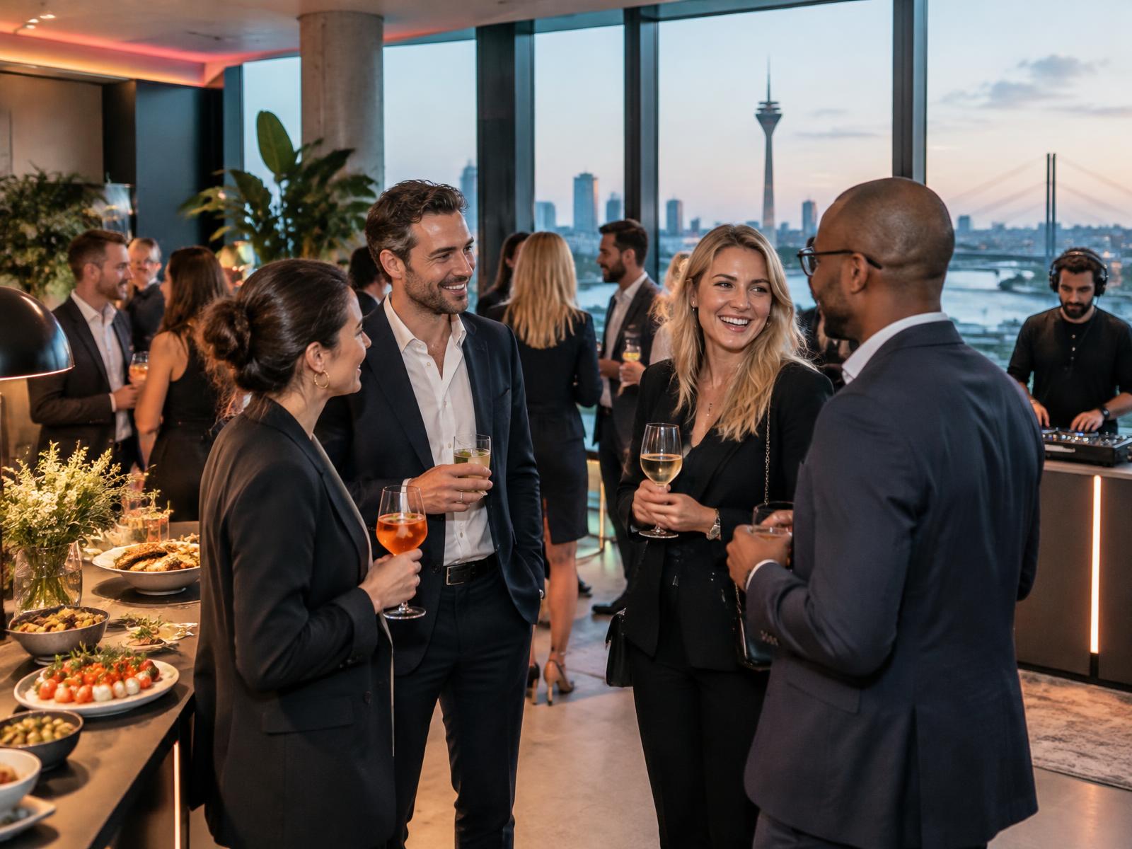 Gäste im Gespräch bei einem Networking-Abend